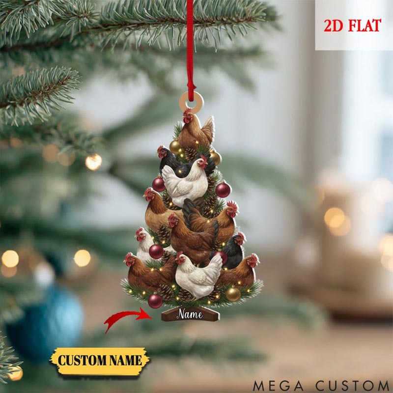 Personalized Pet Lover Chicken Christmas Tree Christmas Ornament