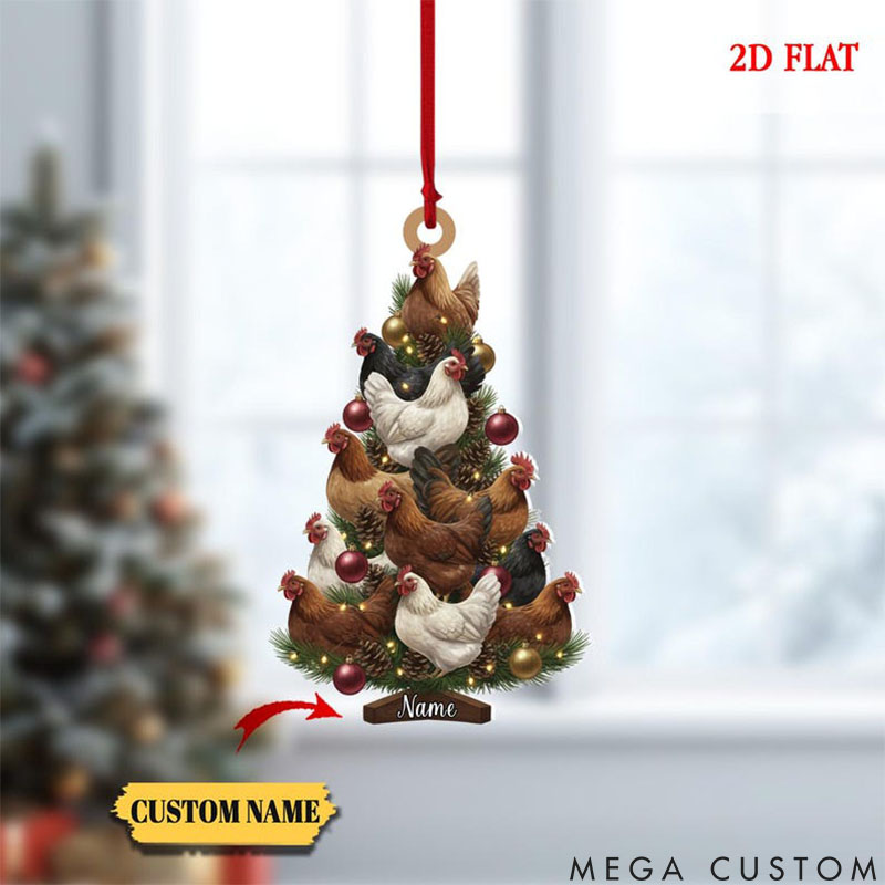 Personalized Pet Lover Chicken Christmas Tree Christmas Ornament