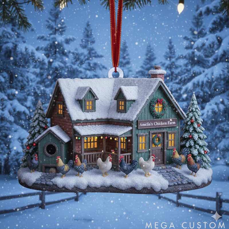 Personalized Pet Lover Chicken Farm Christmas Ornament