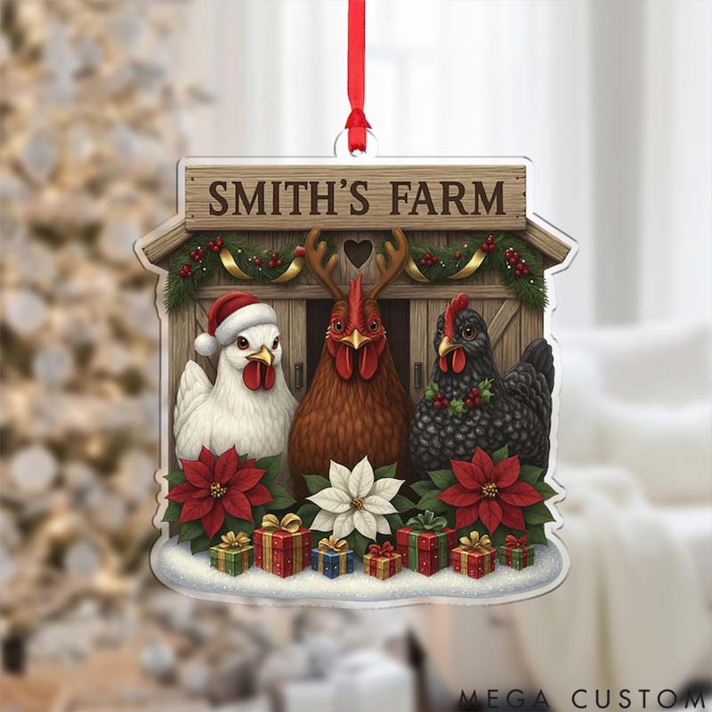 Personalized Pet Lover Chicken Farmhouse Christmas Ornament