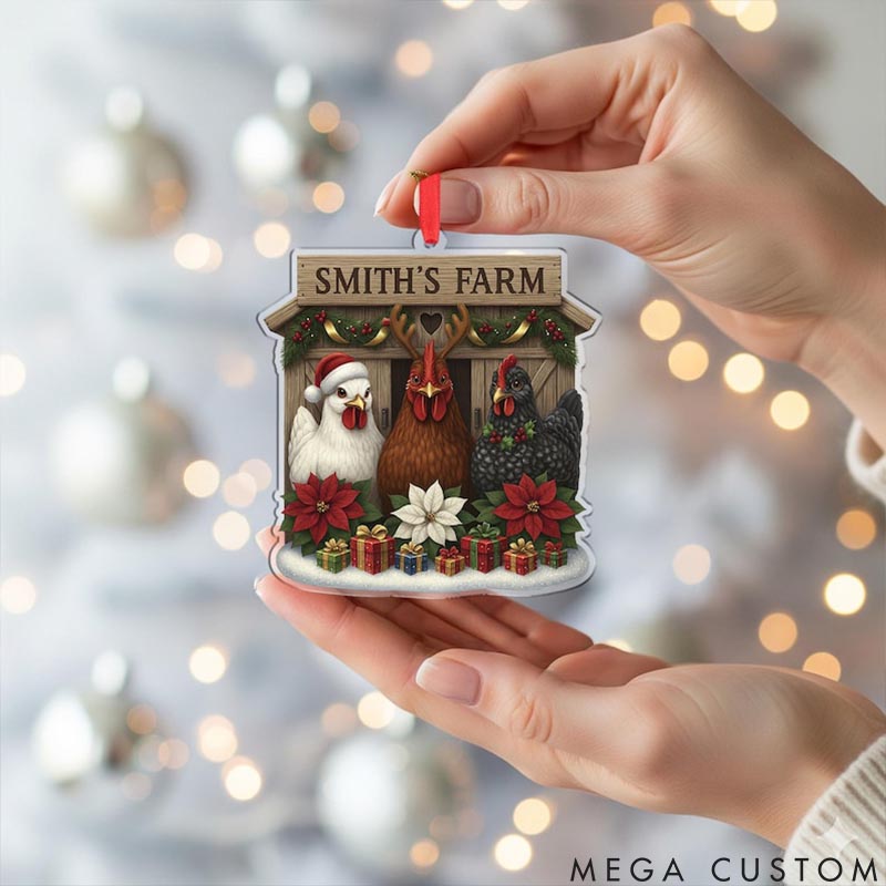 Personalized Pet Lover Chicken Farmhouse Christmas Ornament