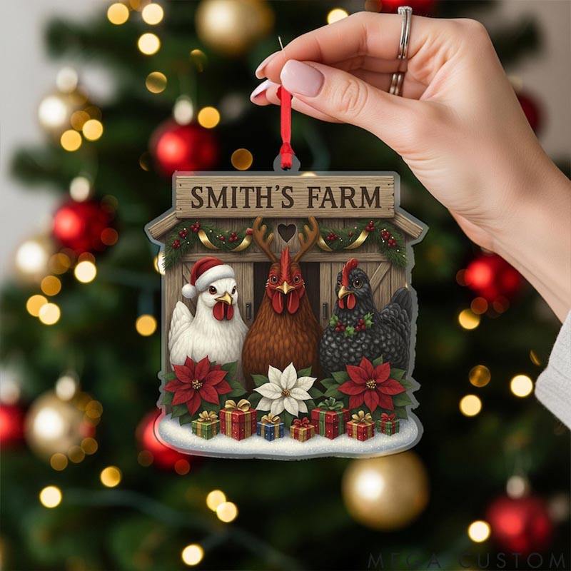 Personalized Pet Lover Chicken Farmhouse Christmas Ornament