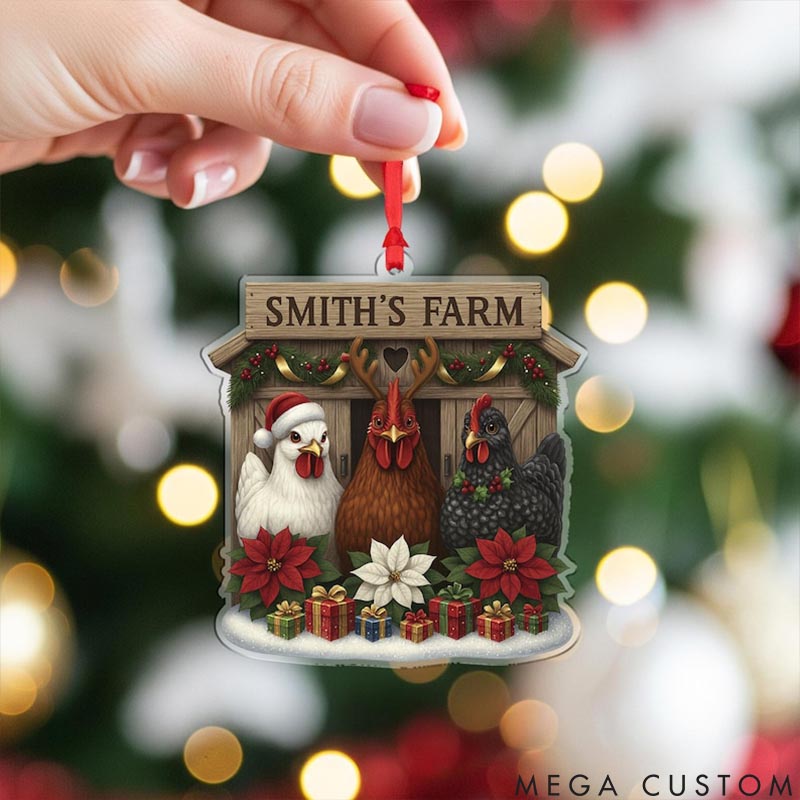 Personalized Pet Lover Chicken Farmhouse Christmas Ornament
