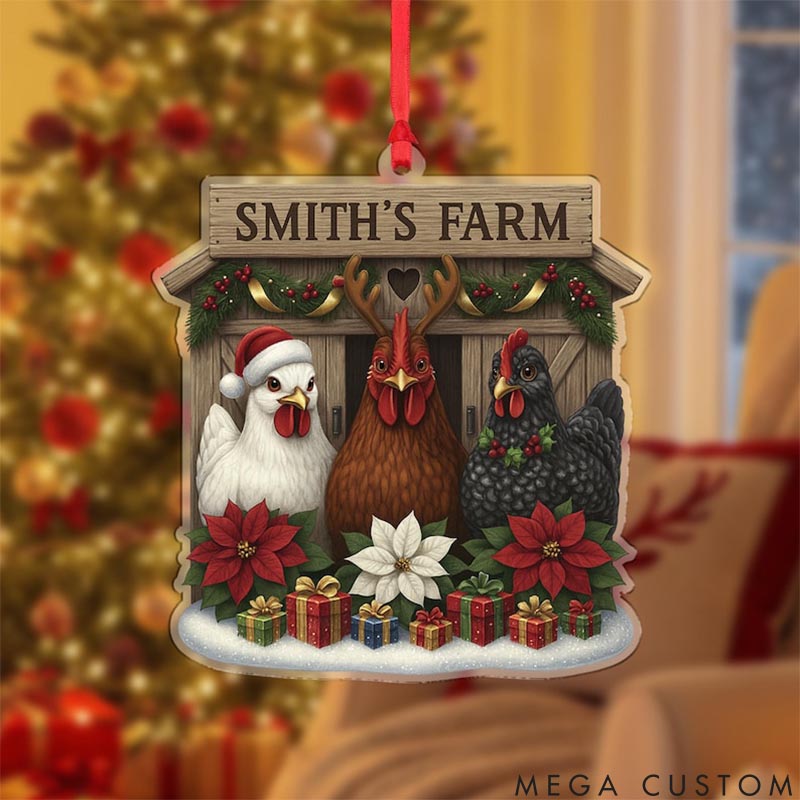 Personalized Pet Lover Chicken Farmhouse Christmas Ornament