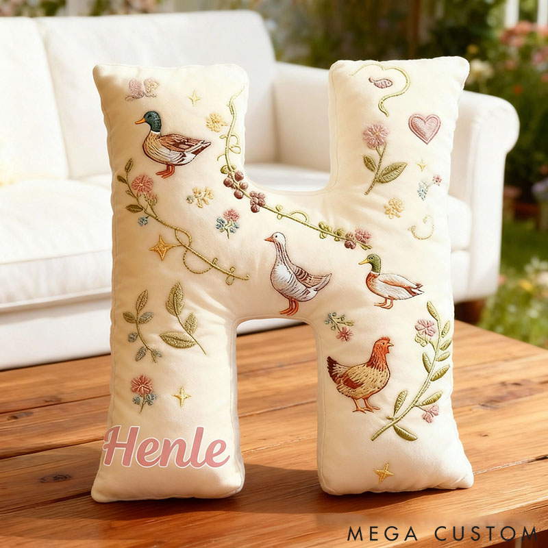Personalized Pet Lover Chickens Ducks Letter Pillow with Custom Name Graphic 3D Print