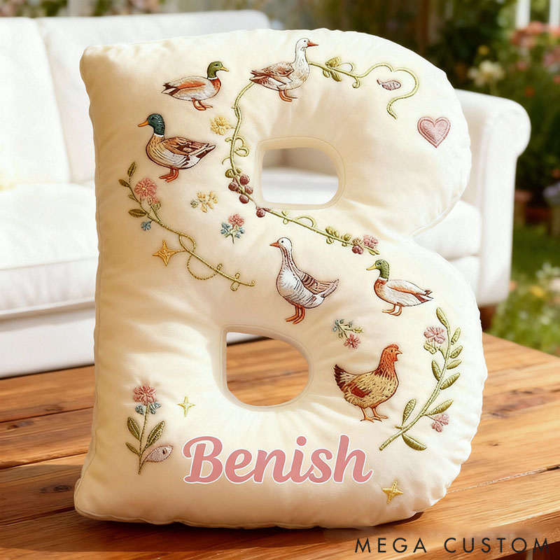 Personalized Pet Lover Chickens Ducks Letter Pillow with Custom Name Graphic 3D Print