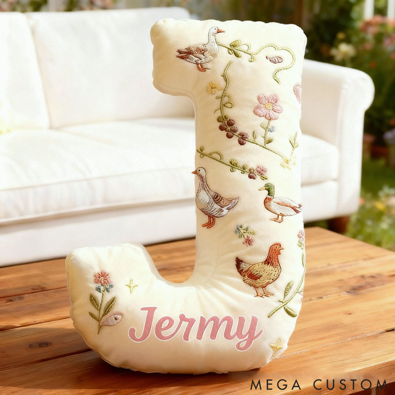 Personalized Pet Lover Chickens Ducks Letter Pillow with Custom Name Graphic 3D Print