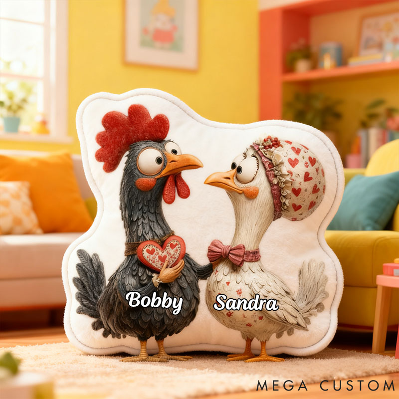 Personalized Pet Lover Couple Chicken Letter Pillow with Custom Name Graphic 3D Print