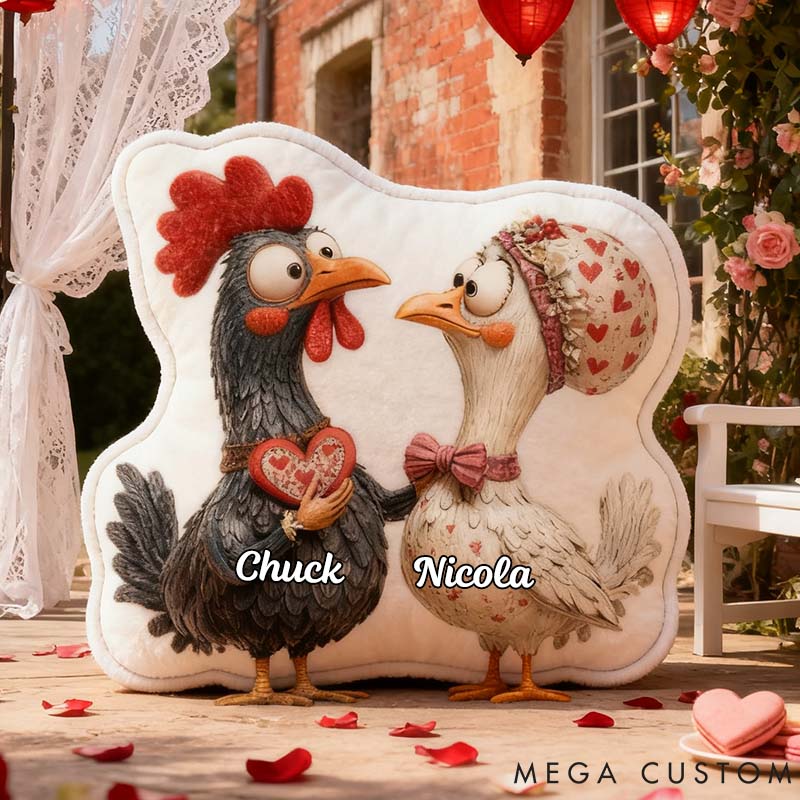 Personalized Pet Lover Couple Chicken Letter Pillow with Custom Name Graphic 3D Print