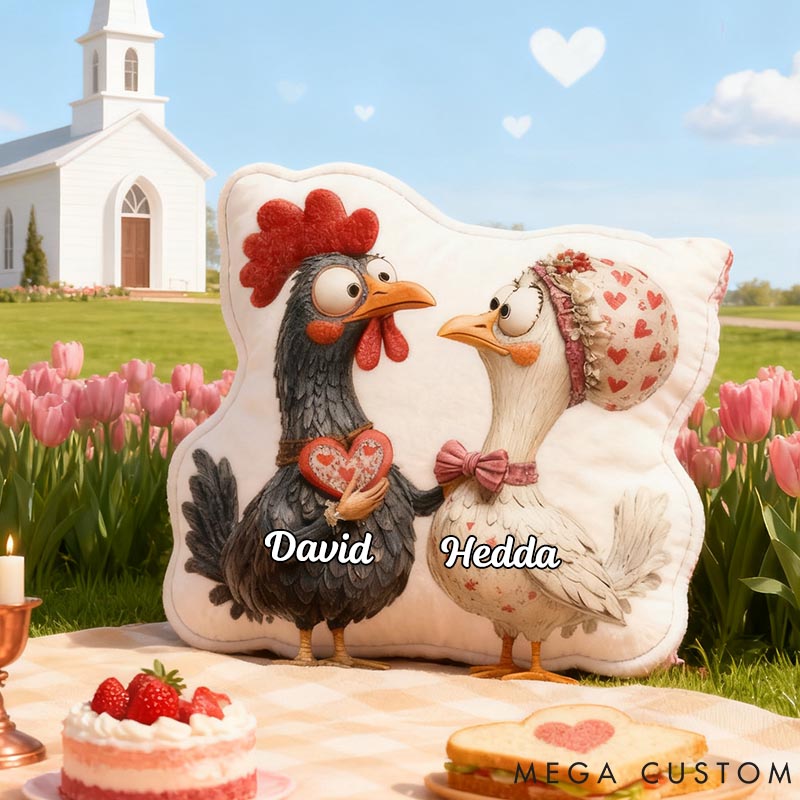 Personalized Pet Lover Couple Chicken Letter Pillow with Custom Name Graphic 3D Print