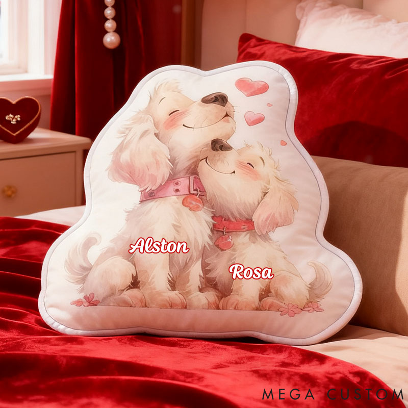 Personalized Pet Lover Couple Heart Dog Letter Pillow with Custom Name Graphic 3D Print