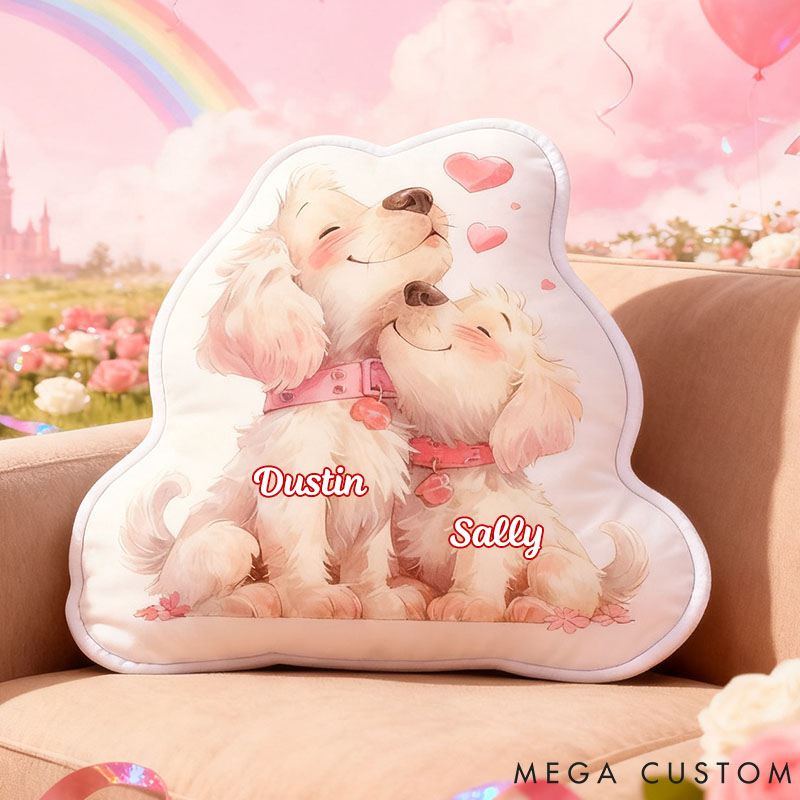 Personalized Pet Lover Couple Heart Dog Letter Pillow with Custom Name Graphic 3D Print