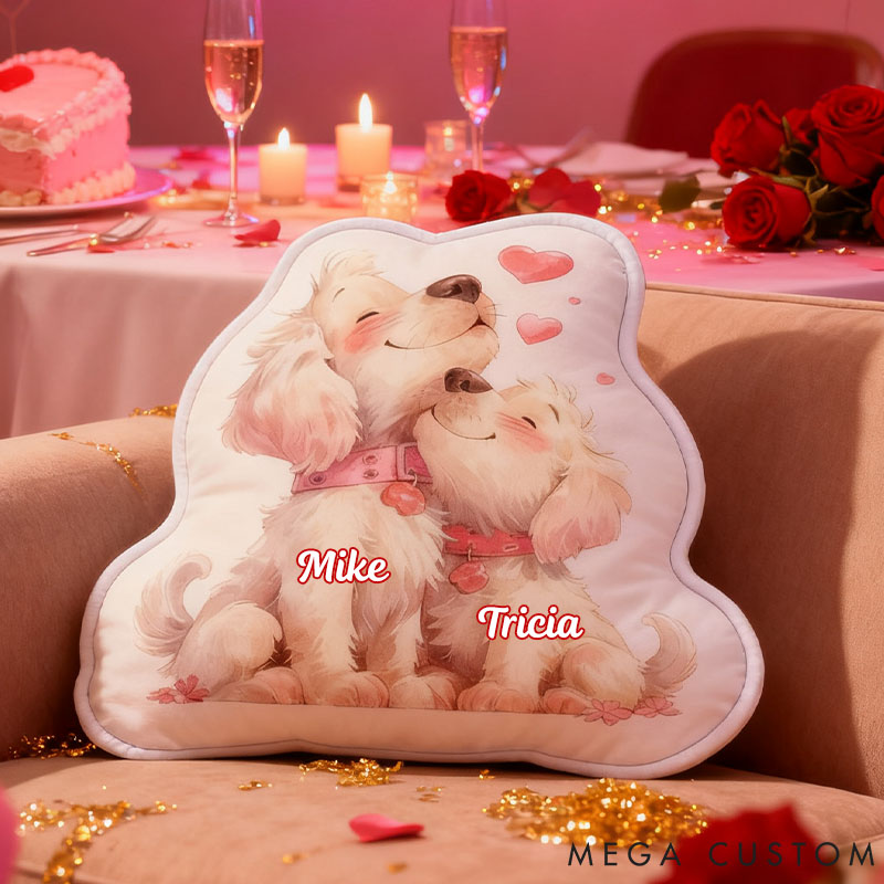 Personalized Pet Lover Couple Heart Dog Letter Pillow with Custom Name Graphic 3D Print