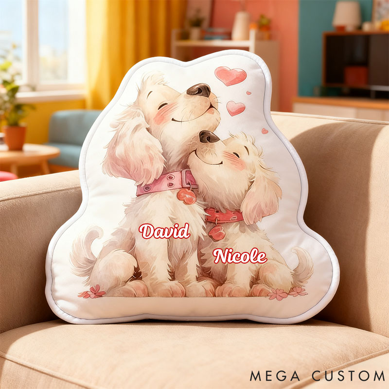 Personalized Pet Lover Couple Heart Dog Letter Pillow with Custom Name Graphic 3D Print