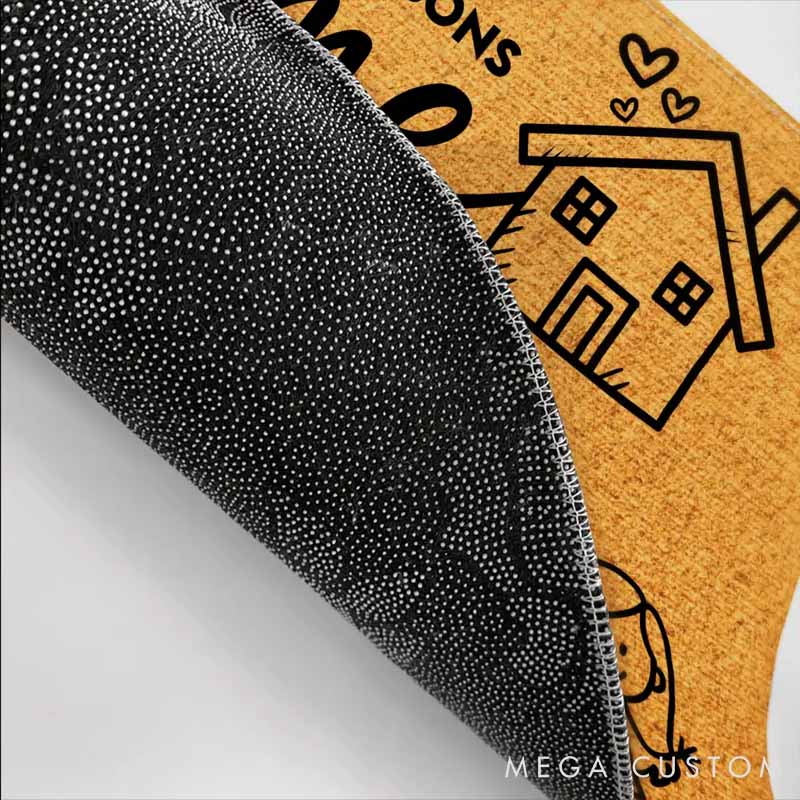 Personalized Pet Lover Couple Parents Home With Kid and Pet Doormat