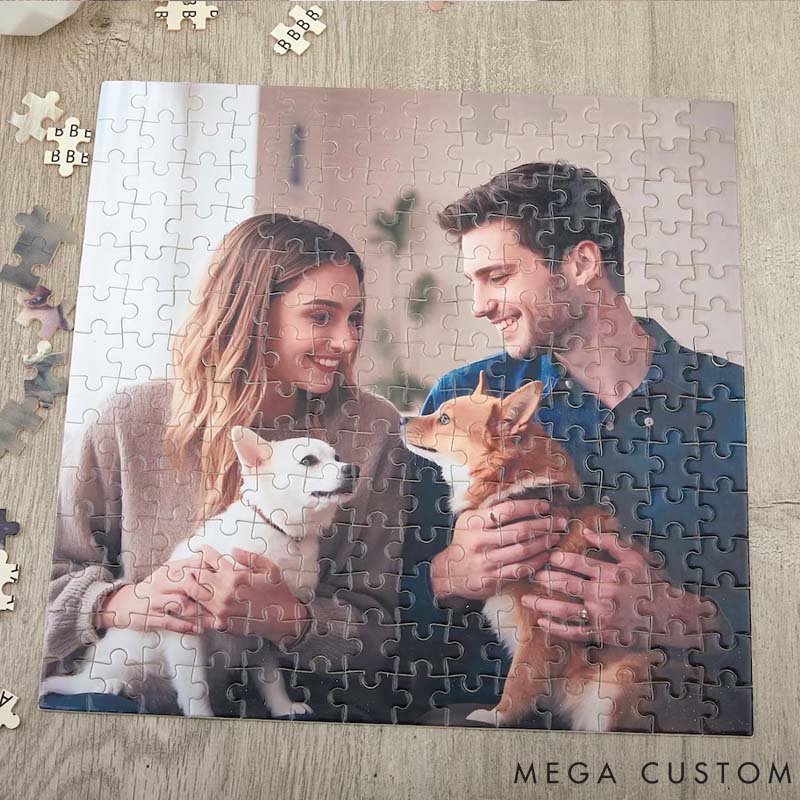 Personalized Pet Lover Couple Portrait Jigsaw Puzzle from Your Own Picture