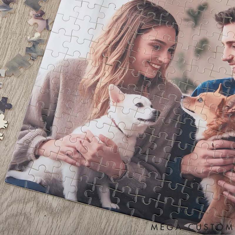 Personalized Pet Lover Couple Portrait Jigsaw Puzzle from Your Own Picture
