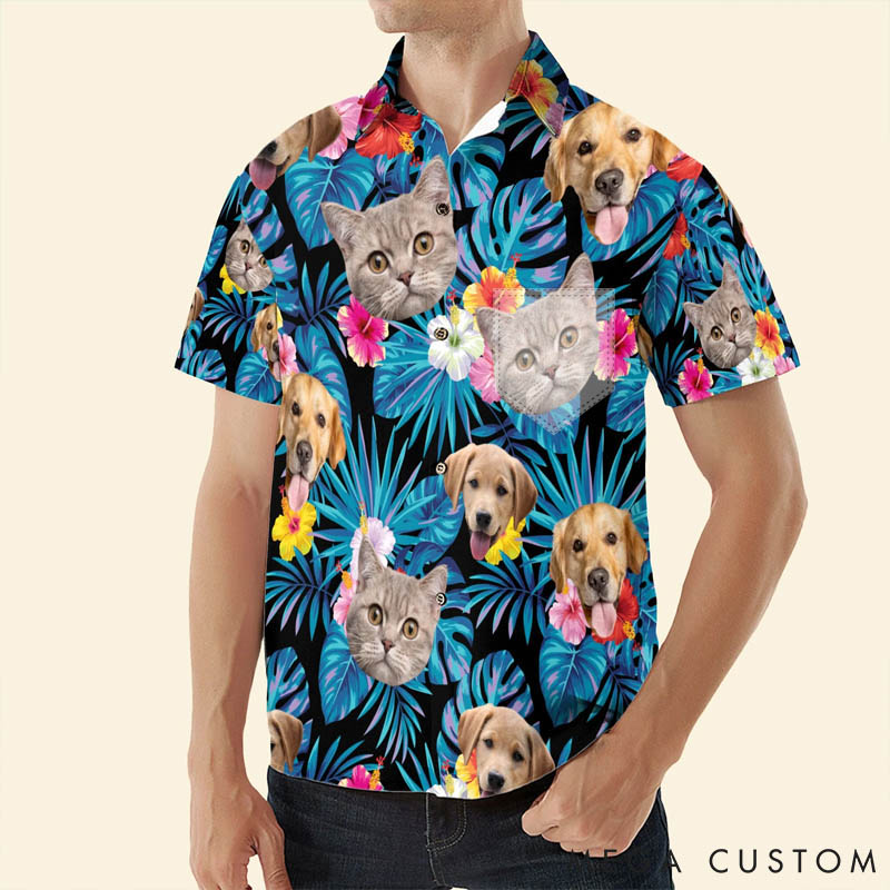 Personalized Pet Lover Custom Face for Dog Cat Hawaii Shirts