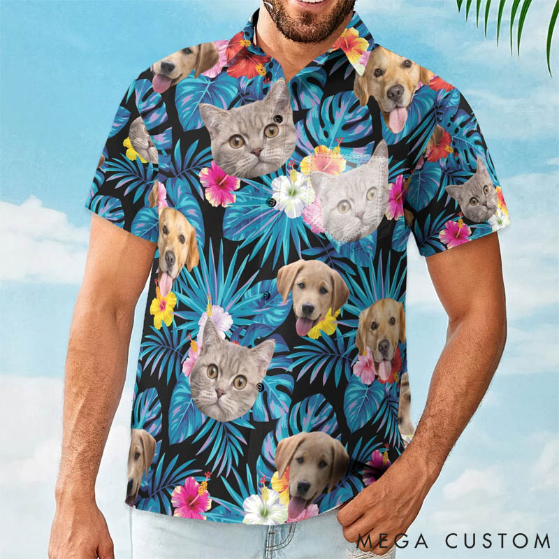 Personalized Pet Lover Custom Face for Dog Cat Hawaii Shirts
