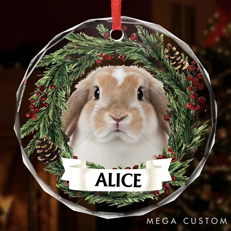 Personalized Pet Lover Custom Photo Circle Glass Christmas Ornament