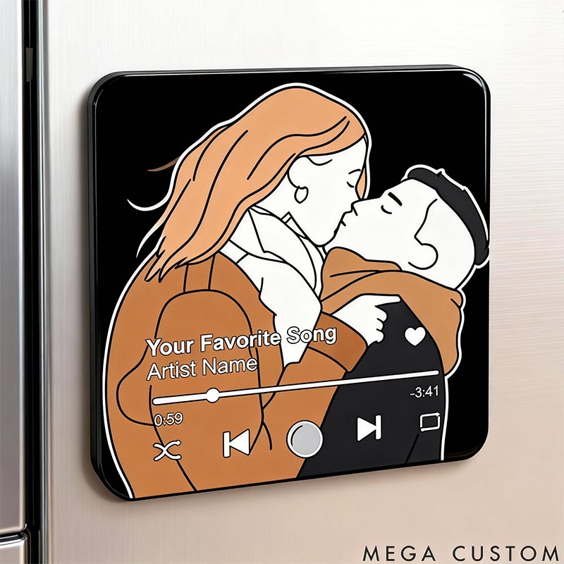 Personalized Pet Lover Custom Photo Favorite Song Personalized Music Fridge Magnet