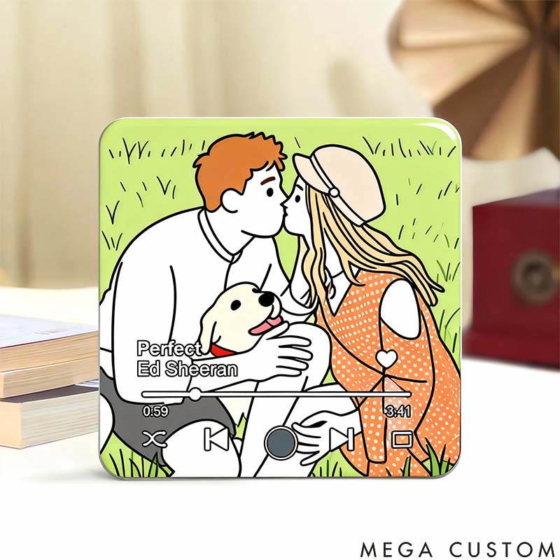 Personalized Pet Lover Custom Photo Favorite Song Personalized Music Fridge Magnet