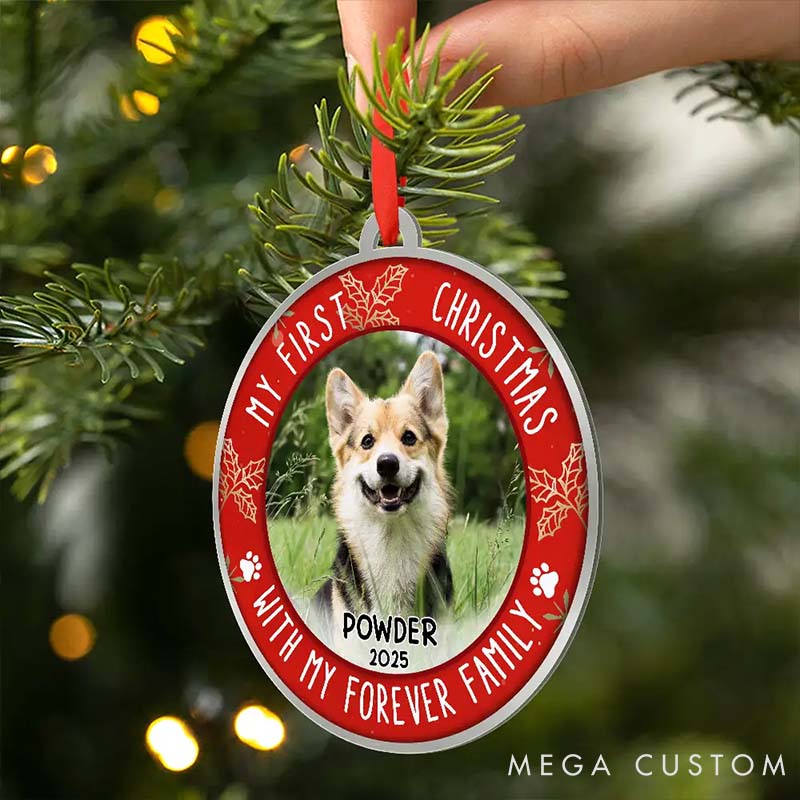 Personalized Pet Lover Custom Photo First Christmas Ornament