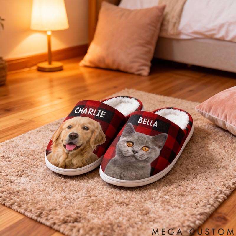 Personalized Pet Lover Custom Photo Fluffy Slippers