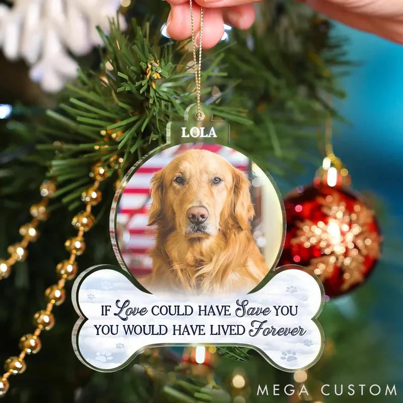Personalized Pet Lover Custom Photo Forever in Our Hearts Christmas Ornament