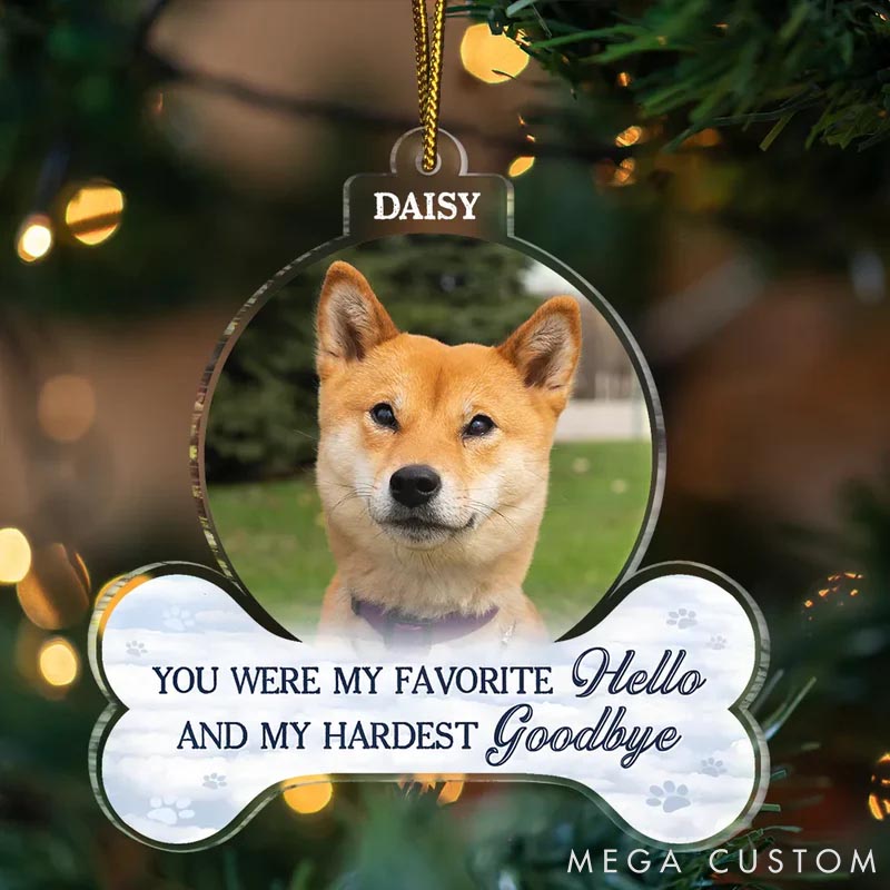 Personalized Pet Lover Custom Photo Forever in Our Hearts Christmas Ornament