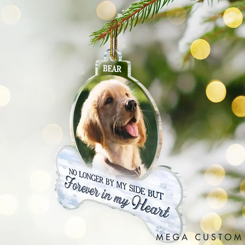 Personalized Pet Lover Custom Photo Forever in Our Hearts Christmas Ornament