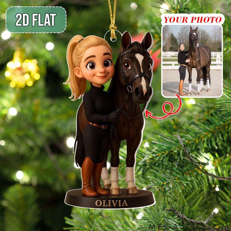 Personalized Pet Lover Custom Photo Horse Christmas Ornament