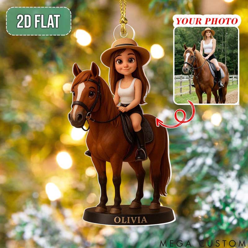 Personalized Pet Lover Custom Photo Horse Christmas Ornament
