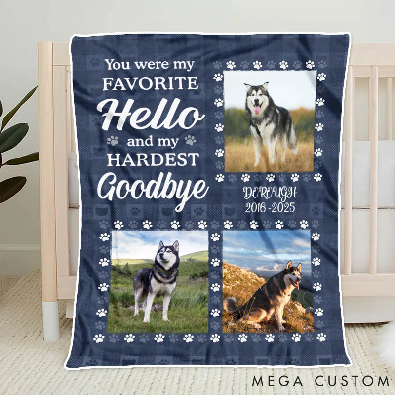 Personalized Pet Lover Custom Photo You were My Favorite Greeting and Hardest Parting Throw Blanket