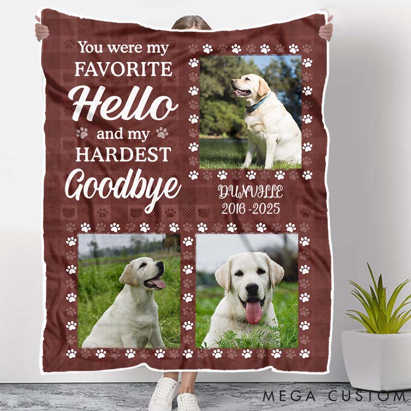 Personalized Pet Lover Custom Photo You were My Favorite Greeting and Hardest Parting Throw Blanket