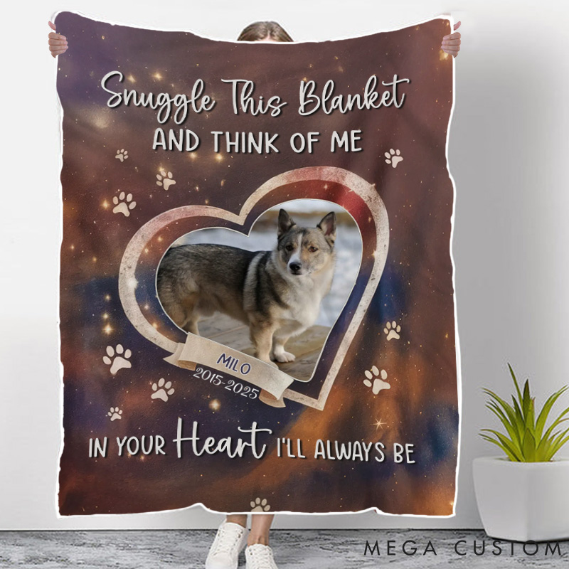 Personalized Pet Lover Custom Photo in Our Hearts  Your Love Still Shines Throw Blanket