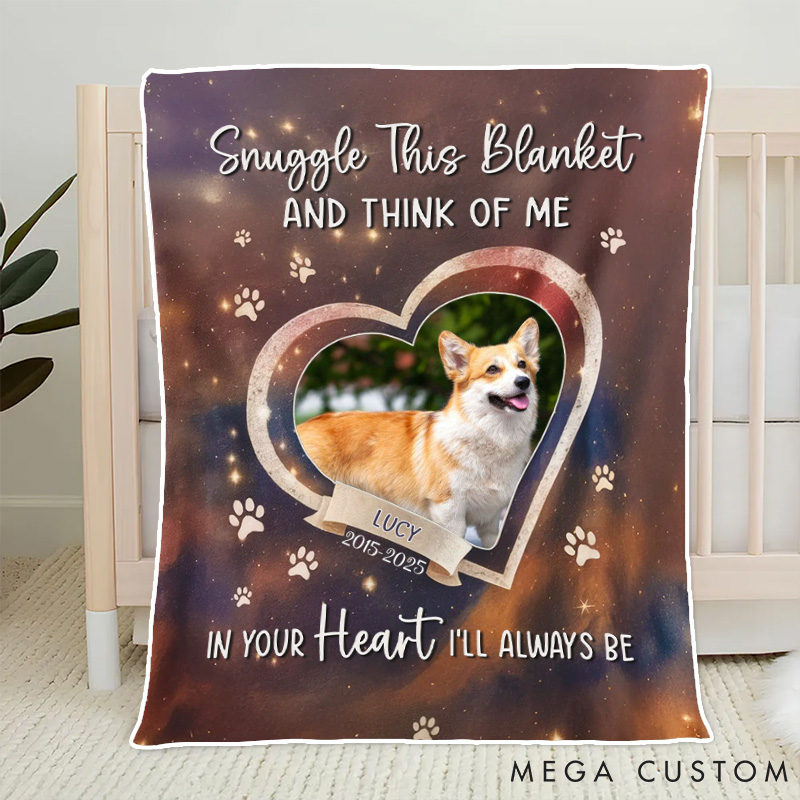 Personalized Pet Lover Custom Photo in Our Hearts  Your Love Still Shines Throw Blanket