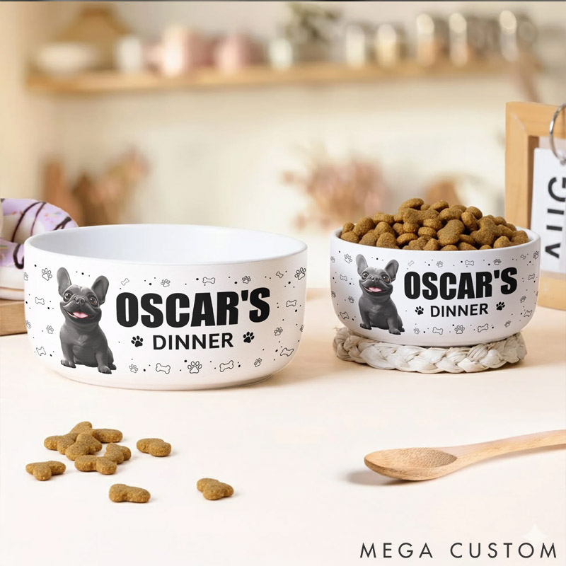Personalized Pet Lover Cute Cartoon Dog's Dinner Ceramic Bowl