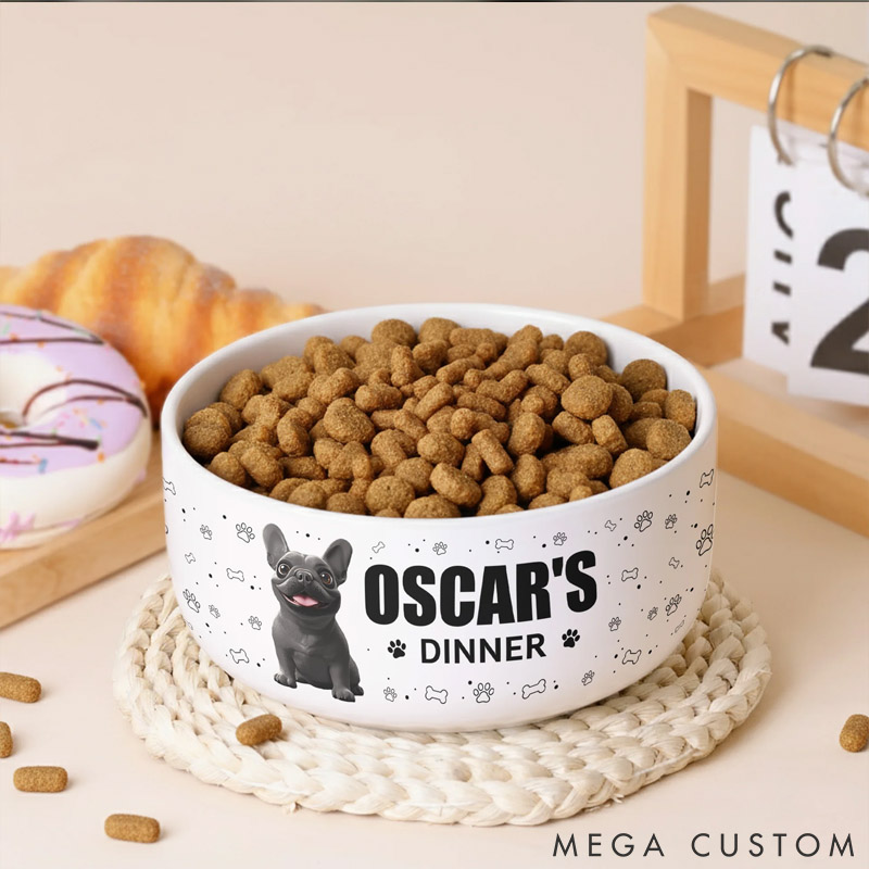 Personalized Pet Lover Cute Cartoon Dog's Dinner Ceramic Bowl