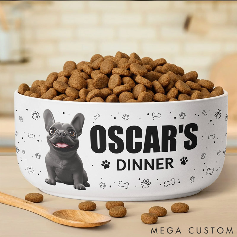 Personalized Pet Lover Cute Cartoon Dog's Dinner Ceramic Bowl