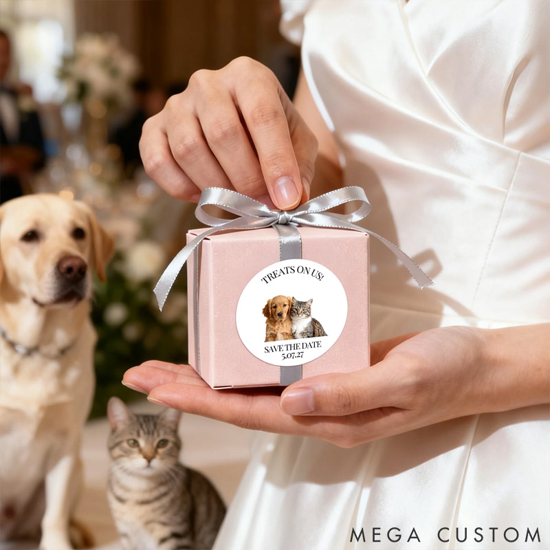 Personalized Pet Lover Cute Pet Photo Waterproof Sticker with Name Wedding Party Gift Decoration for Newlyweds Stickers