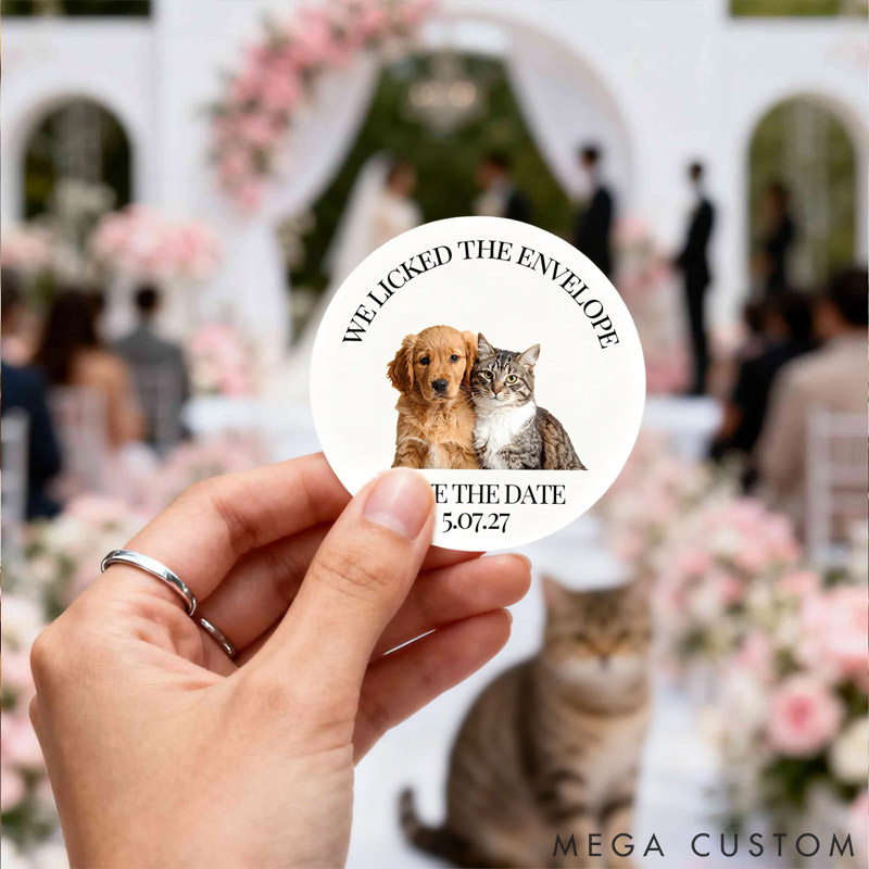 Personalized Pet Lover Cute Pet Photo Waterproof Sticker with Name Wedding Party Gift Decoration for Newlyweds Stickers