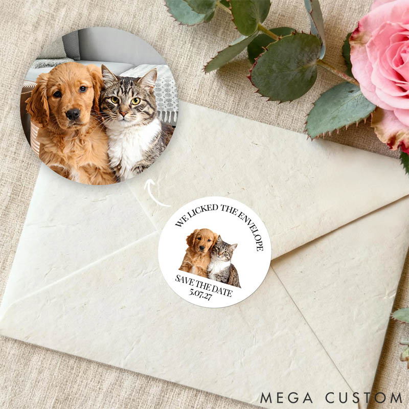 Personalized Pet Lover Cute Pet Photo Waterproof Sticker with Name Wedding Party Gift Decoration for Newlyweds Stickers