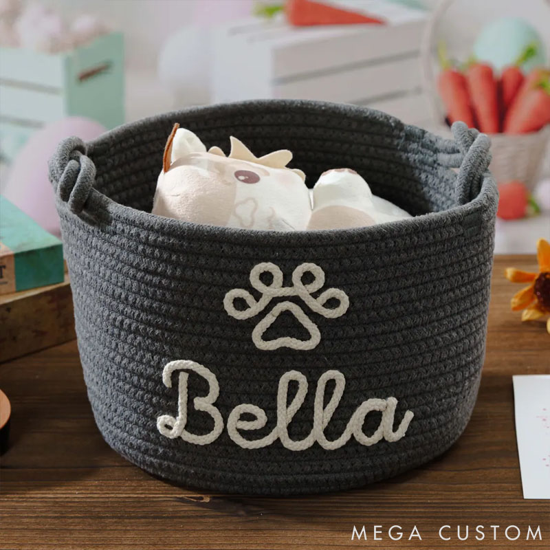 Personalized Pet Lover Dog Cat Name Toy Basket