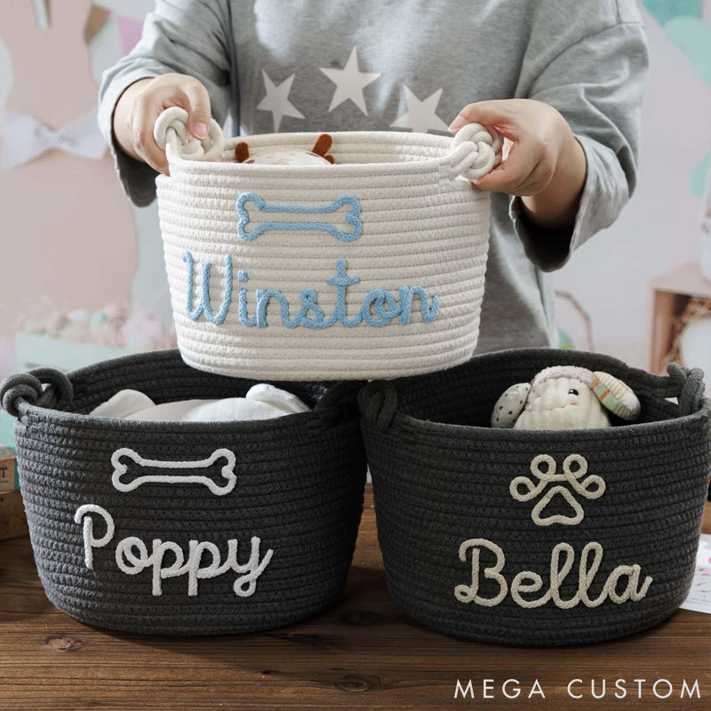 Personalized Pet Lover Dog Cat Name Toy Basket
