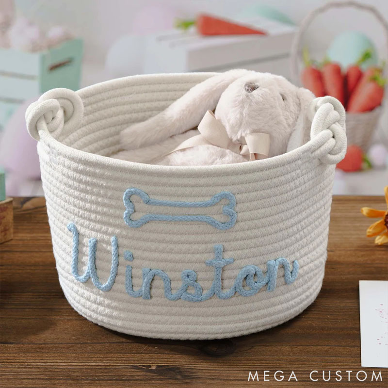Personalized Pet Lover Dog Cat Name Toy Basket