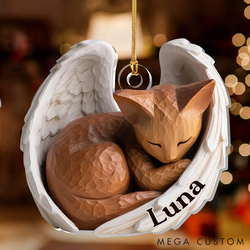 Personalized Pet Lover Dog Cat Names Wings Memorial Christmas Ornament