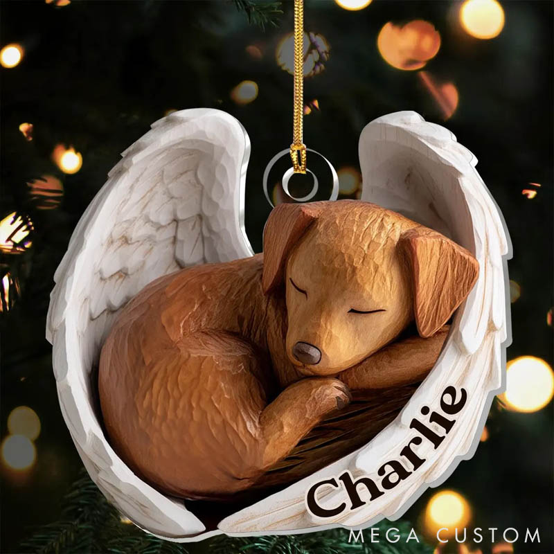 Personalized Pet Lover Dog Cat Names Wings Memorial Christmas Ornament