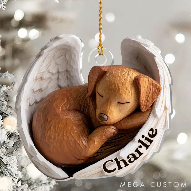 Personalized Pet Lover Dog Cat Names Wings Memorial Christmas Ornament