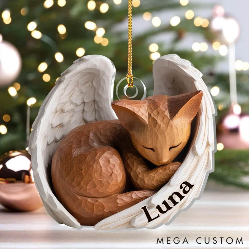 Personalized Pet Lover Dog Cat Names Wings Memorial Christmas Ornament